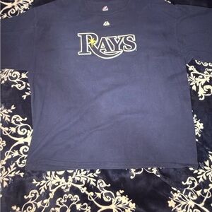 Majestic Tampa Bay Rays Navy Blue Logo Short Sleeve Tee